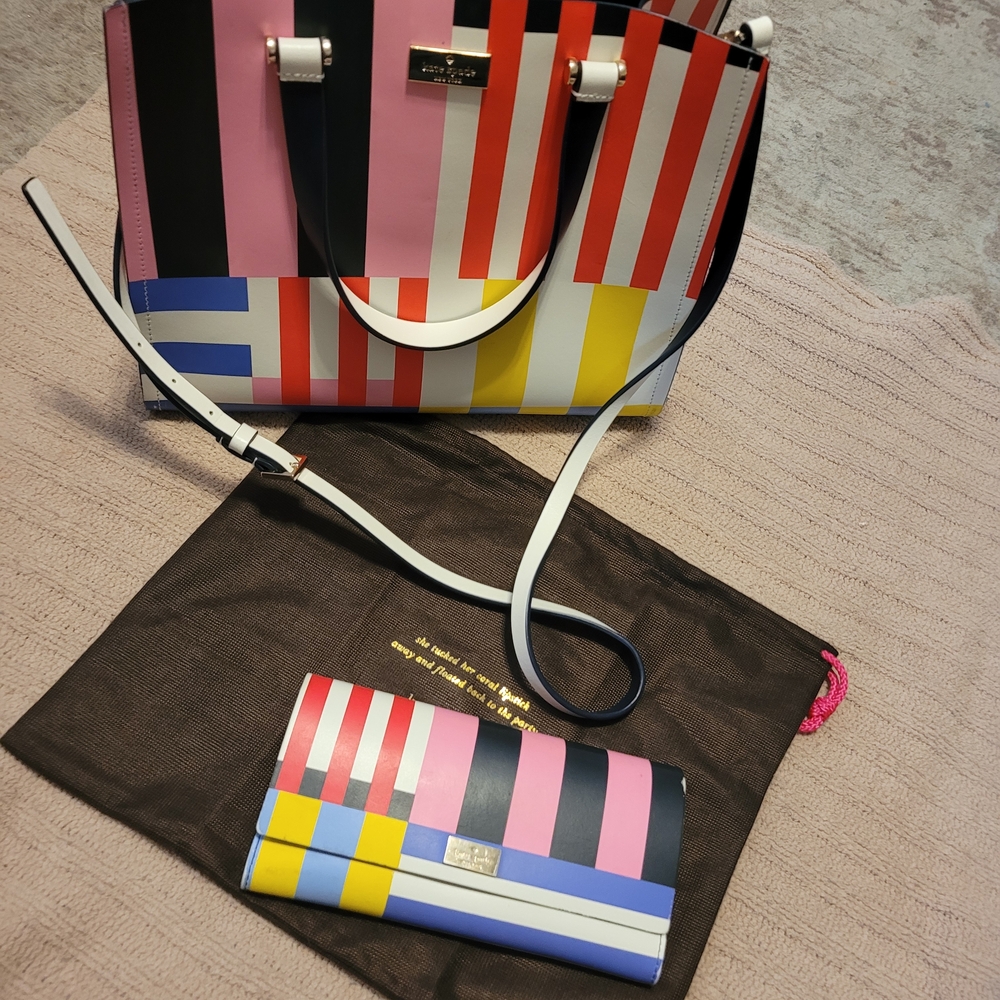Kate Spade Colorful Striped Tote and Wallet